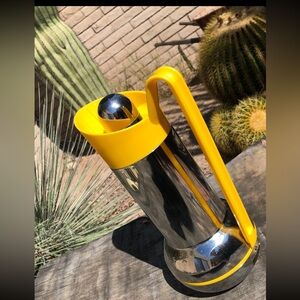 Vintage Studio Nova Japan Yellow Chrome Thermos Hot Cold  12" Tall